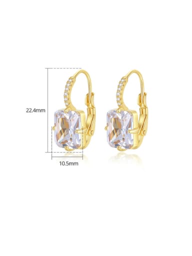 E22042724 WG Brass Cubic Zirconia Geometric Dainty Huggie Earring