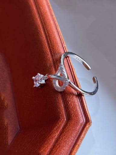 925 Sterling Silver Crown Single Zirconium Diamond Ring