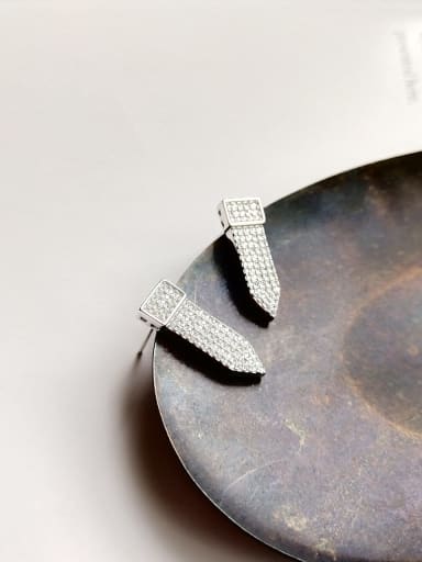925 Sterling Silver  Irregular Fashion Strap Zirconium Drill Trend Stud Earring
