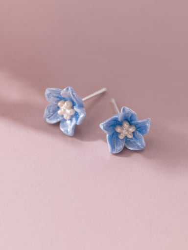 925 Sterling Silver Acrylic Flower Minimalist Stud Earring