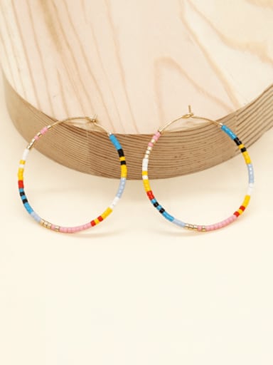 MI E210082C Miyuki Millet Bead Multi Color Geometric Bohemia handmade Weave Hoop Earring