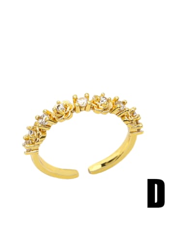 D Brass Cubic Zirconia Heart Vintage Stackable Ring