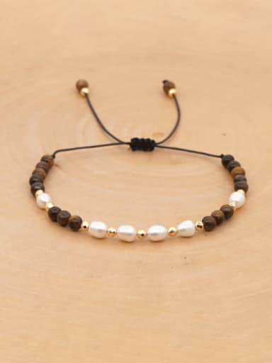 Stainless steel Freshwater Pearl Multi Color Round Minimalist Woven Bracelet