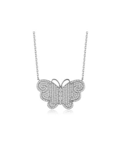 Brass Cubic Zirconia Butterfly Dainty Necklace