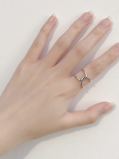 925 Sterling Silver Cross Line Vintage Band Ring