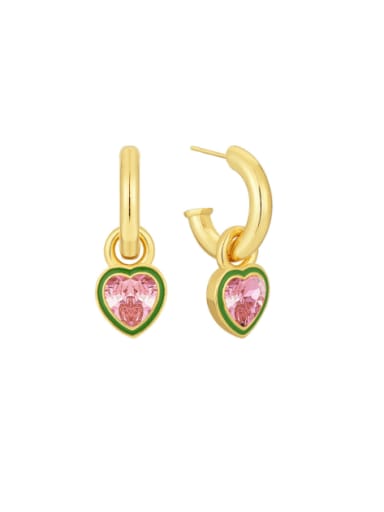 Brass Cubic Zirconia Heart Minimalist Drop Earring