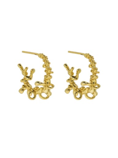 18K gold [with pure Tremella plug] 925 Sterling Silver Hollow Flower Minimalist Stud Earring
