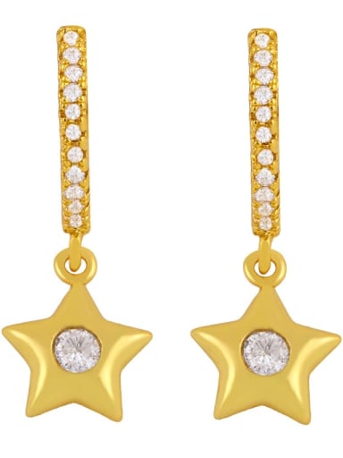 stars Brass Cubic Zirconia Star Minimalist Huggie Earring