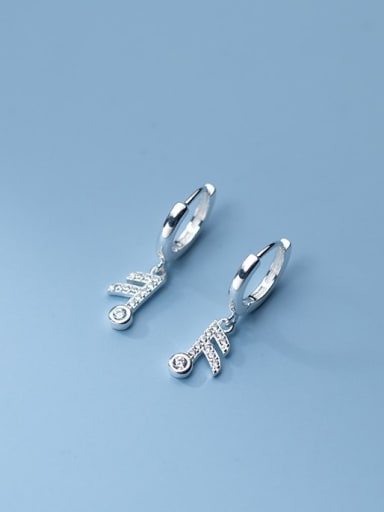 925 Sterling Silver Cubic Zirconia Irregular Minimalist Huggie Earring
