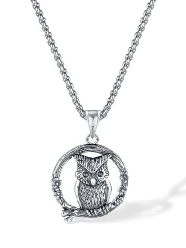 GX2458 pendant with chain 4mm*70cm Stainless steel Owl Hip Hop Necklace