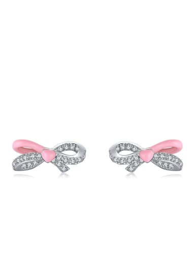 Pink Bowknot Earrings 925 Sterling Silver Enamel Minimalist Bowknot  Earring and Necklace Set