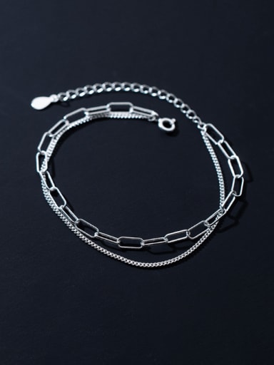 925 Sterling Silver Geometric Vintage Strand Bracelet