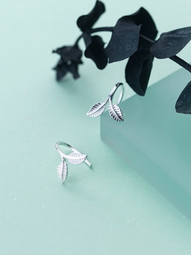 925 Sterling Silver Leaf Minimalist Hook Earring