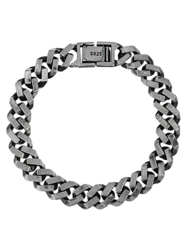 Short [16cm] 925 Sterling Silver Geometric Chain Vintage Bracelet