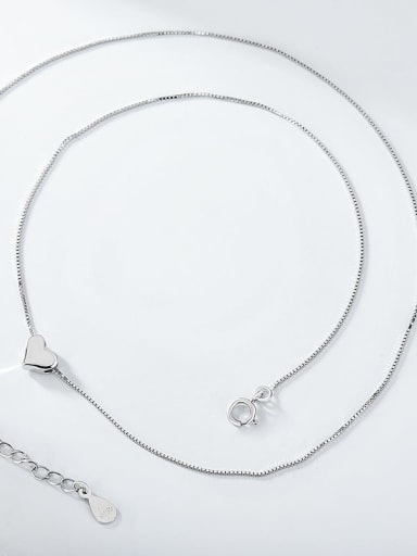 Platinum 925 Sterling Silver Smooth Heart Minimalist Pendant Necklace