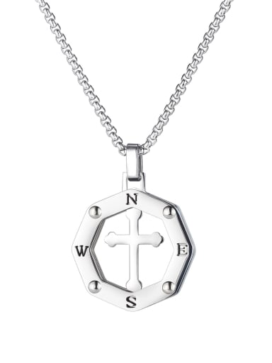 Titanium Steel Hollow Cross Hip Hop Necklace