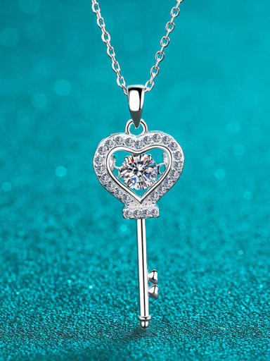 Sterling Silver  0.5ct  Moissanite Key Dainty Pendant Necklace