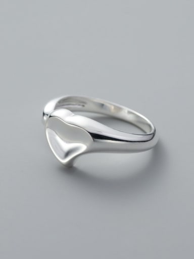Silver 925 Sterling Silver Heart Minimalist Band Ring