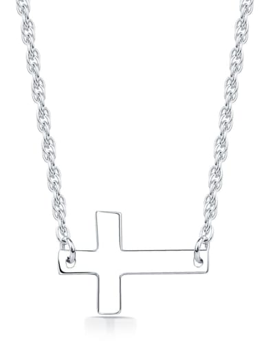 925 Sterling Silver smooth Cross Minimalist pendant Necklace