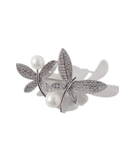 Copper Cubic Zirconia White Butterfly Luxury Brooches