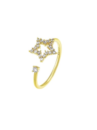14k Gold Plated Alloy Cubic Zirconia Star Dainty Band Ring