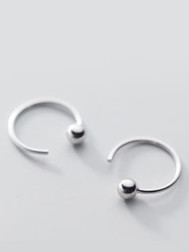 pearl ear hook Silver Large 11mm 925 Sterling Silver Smooth Geometric Minimalist Stud Earring