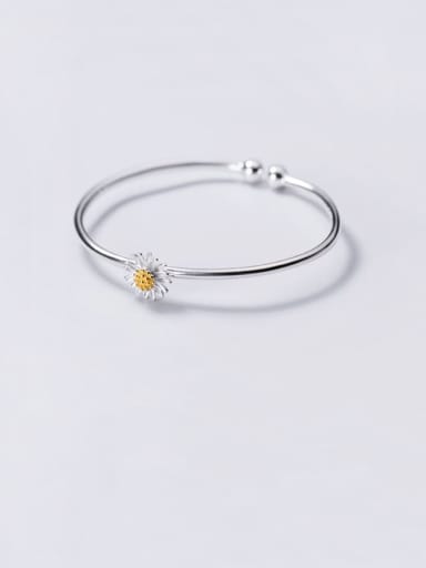 925 Sterling Silver Flower Trend Cuff Bangle