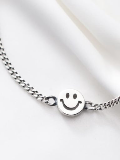 925 Sterling Silver Face Vintage Smiley pendant Necklace