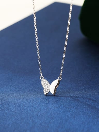 NS975 silver 925 Sterling Silver Cubic Zirconia Butterfly Minimalist Necklace