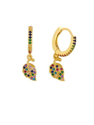 Brass Cubic Zirconia Rainbow Vintage Huggie Earring