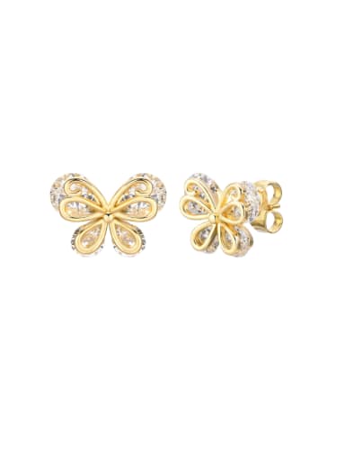 Brass Cubic Zirconia Bowknot Minimalist Stud Earring