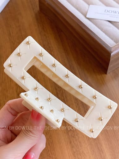 Rice white large square 10cm Cellulose Acetate Trend Geometric Jaw Hair Claw