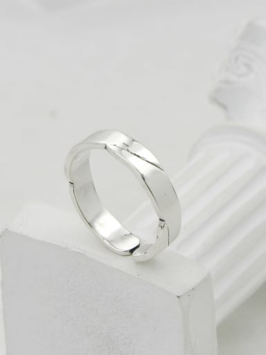 Vintage  Sterling Silver With White Gold Plated Simplistic Irregular Free Size Rings