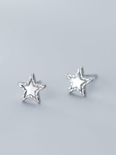 925 Sterling Silver Cubic Zirconia Simple fashion pentagram Stud Earring