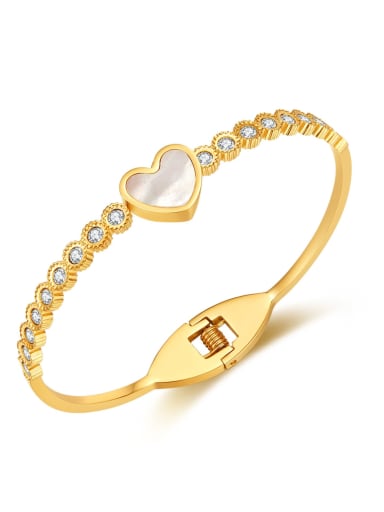 1045 Steel Bracelet Gold Stainless steel Shell Heart Minimalist Band Bangle