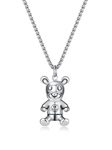 Stainless steel Bear Hip Hop Necklace