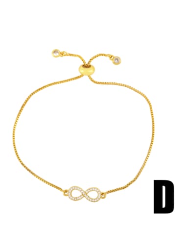 D Brass Cubic Zirconia Heart Hip Hop Adjustable Bracelet