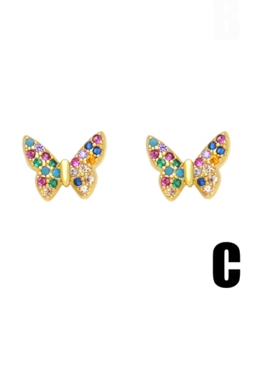 C Brass Cubic Zirconia Sea Sta Butterfly Cute Stud Earring