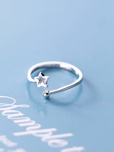 925 sterling silver star minimalist free size ring