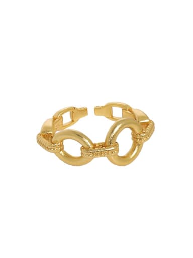 18K gold [14 adjustable] 925 Sterling Silver Hollow Geometric Vintage Band Ring