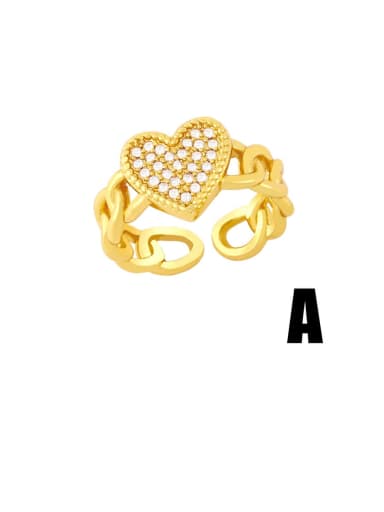 A Brass Cubic Zirconia Heart Vintage Band Ring