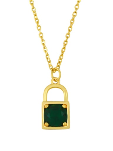 Brass Glass  stone Locket Vintage Necklace