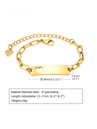 BR 1353G,12+ 5cm Titanium Steel Geometric Minimalist Link Hollow Chain Bracelet