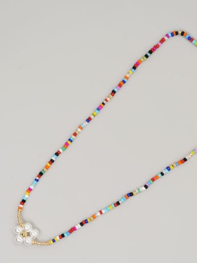 GZ N220051D Zinc Alloy Glass beads Multi Color Bohemia Beaded Necklace