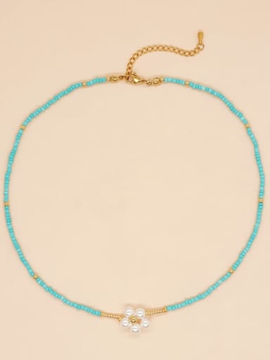 GZ N220051E Zinc Alloy Glass beads Multi Color Bohemia Beaded Necklace