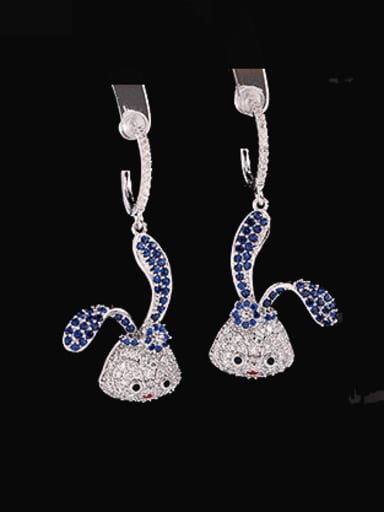 Brass Cubic Zirconia Rabbit Luxury Hook Earring