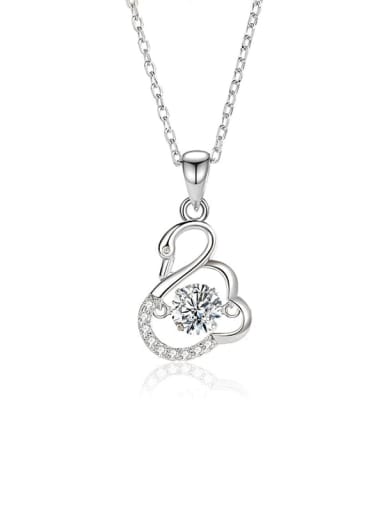 925 Sterling Silver Moissanite Swan Dainty Necklace