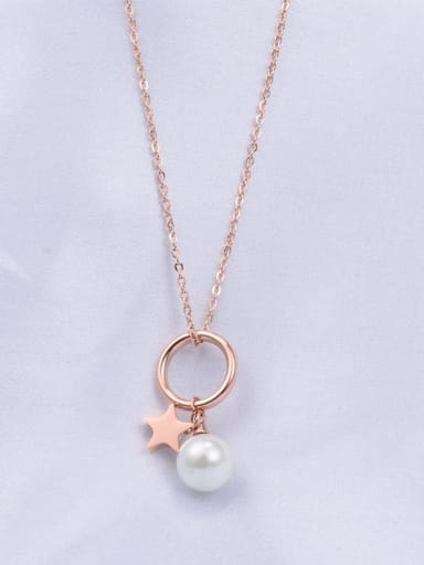 Titanium Imitation Pearl Star Minimalist Necklace