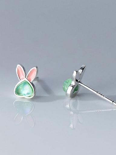 925 Sterling Silver Cubic Zirconia Rabbit Cute Stud Earring