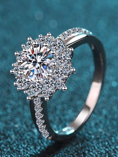 custom Sterling Silver Moissanite White Flower Dainty Engagement Rings